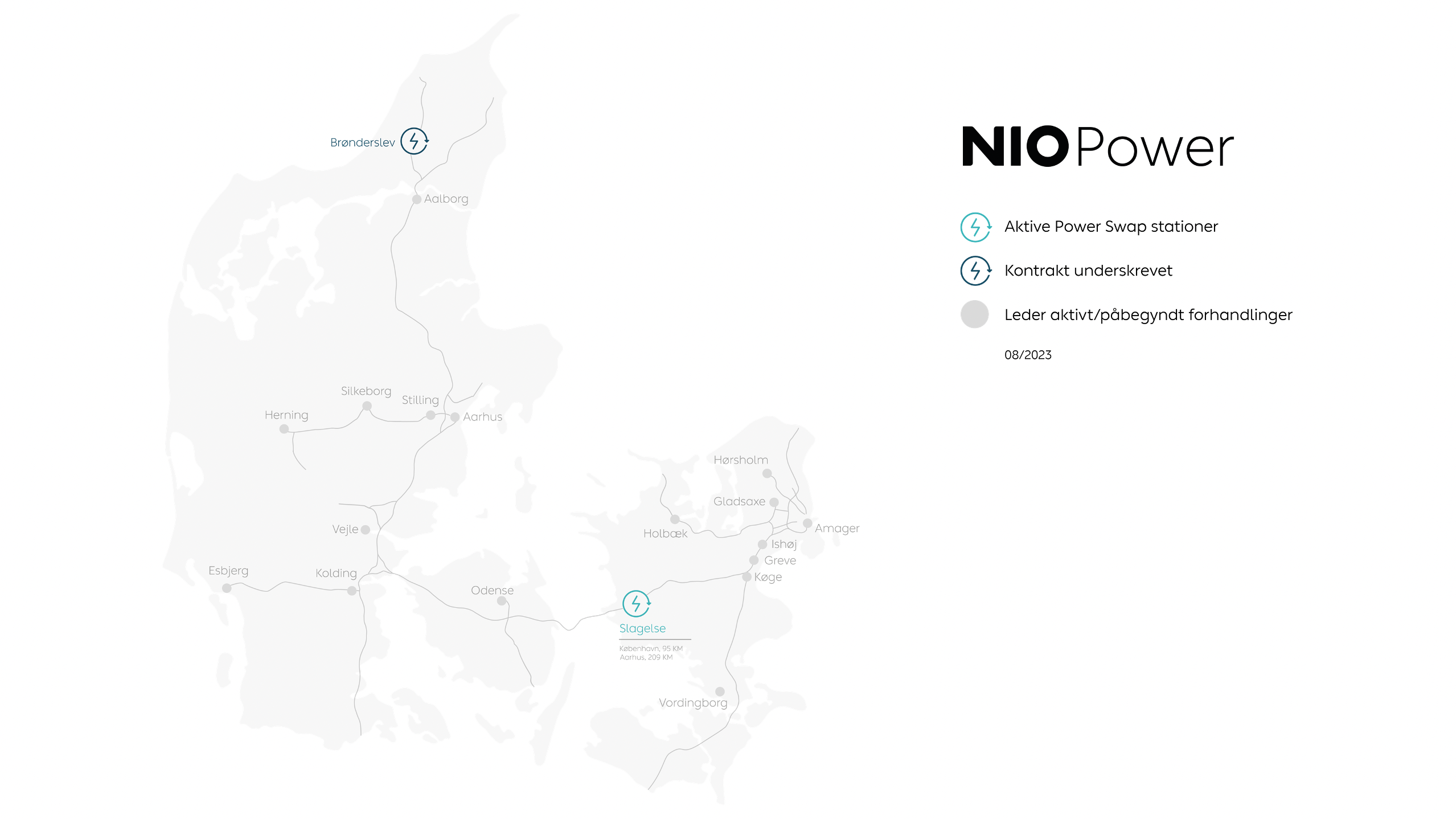 Flere batteriskiftestationer på vej - Se NIO Power Map